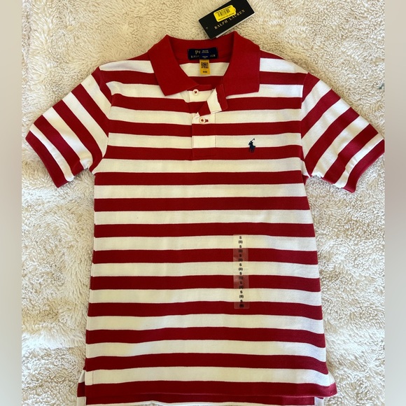 NWT Size YS (8) Ralph Lauren Polo Red and White Striped - Picture 1 of 2